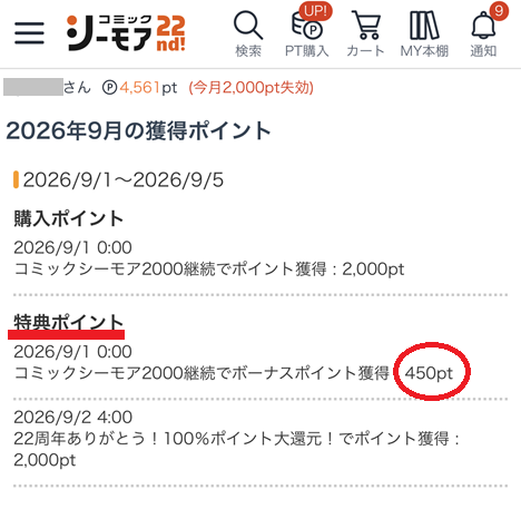 筆者のポイント獲得通帳