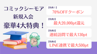 コミックシーモア 新規登録キャンペーン｜豪華4大特典の解説！