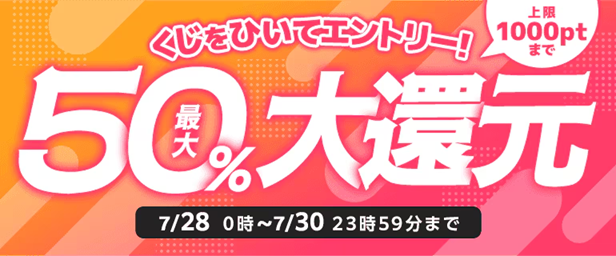 7月の50%還元くじ