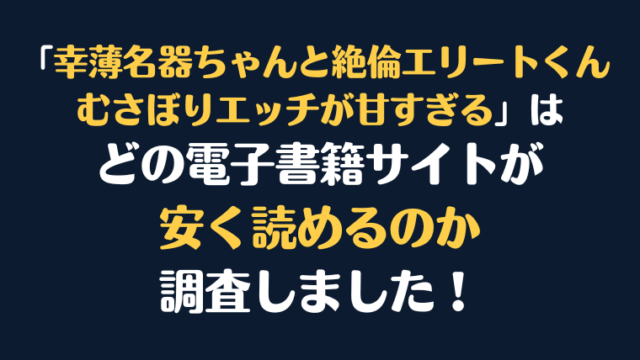 「幸薄名器ちゃんと絶倫エリートくん むさぼりエッチが甘すぎる」全巻を安く読むには、どの電子書籍サイトがお勧めか比較紹介！