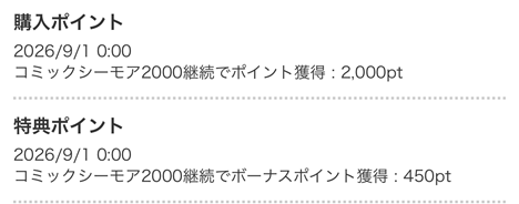 継続特典ポイント実績